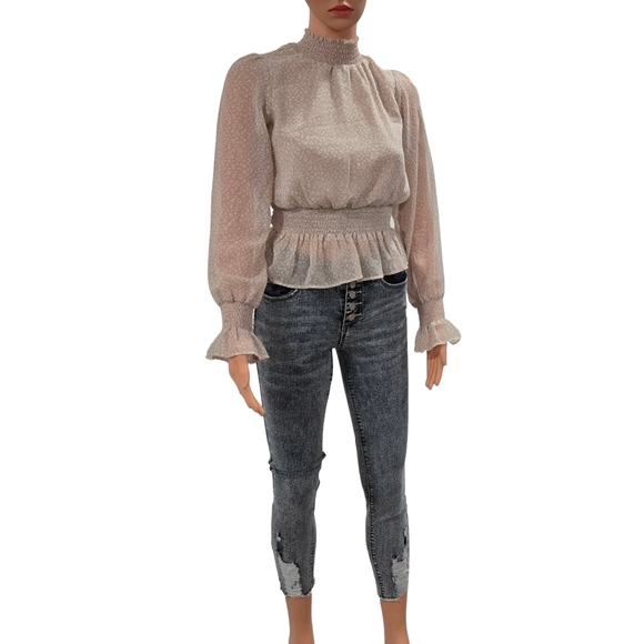 Chic Cream Long Sleeve Blouse - Picture 2 of 11